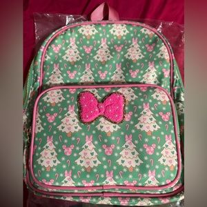 Stoney Clover Lane Mickey and Minnie Mouse Icon Holiday Backpack with patch